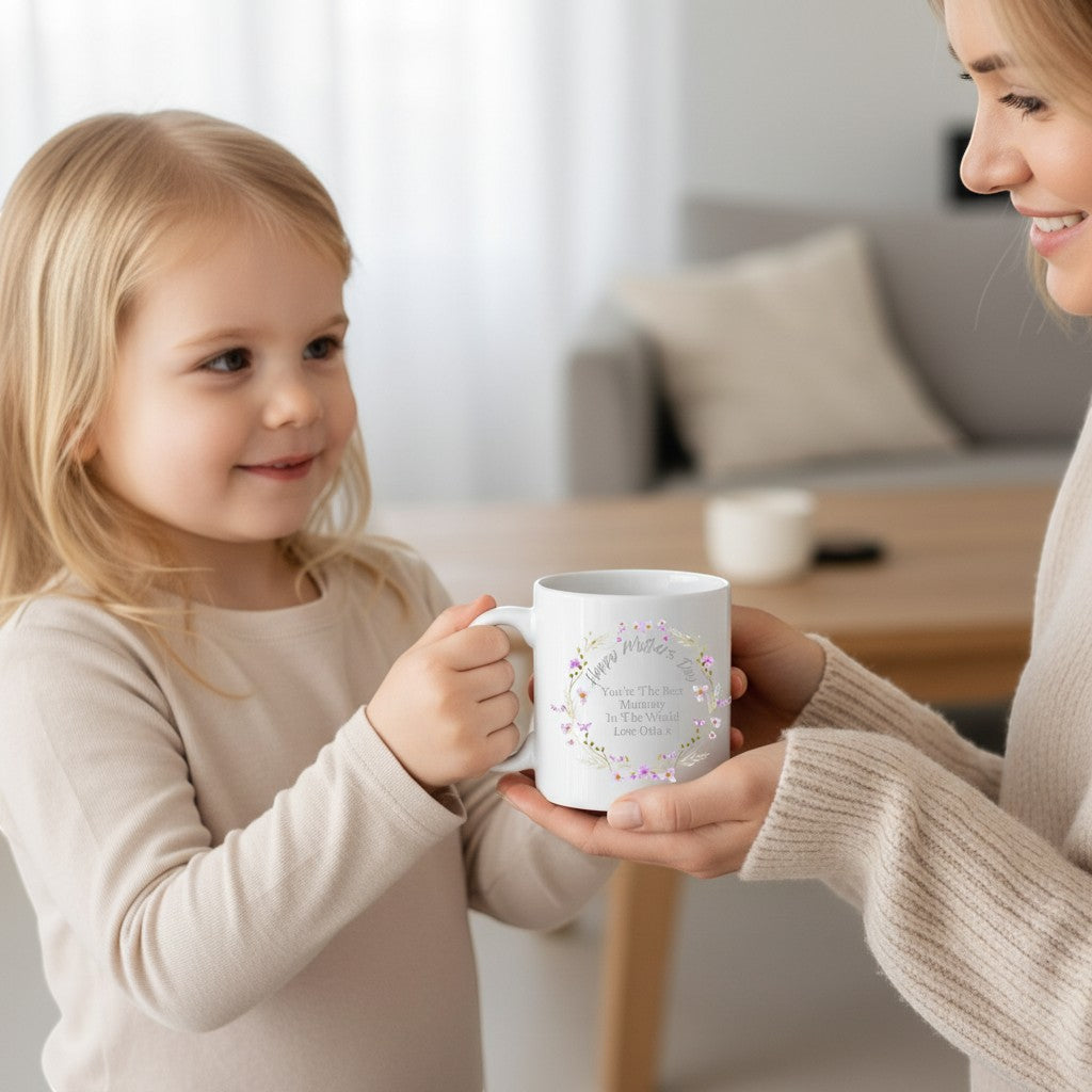 Personalised Happy Mother's Day Pretty Flowers Mug AyeDoGifts