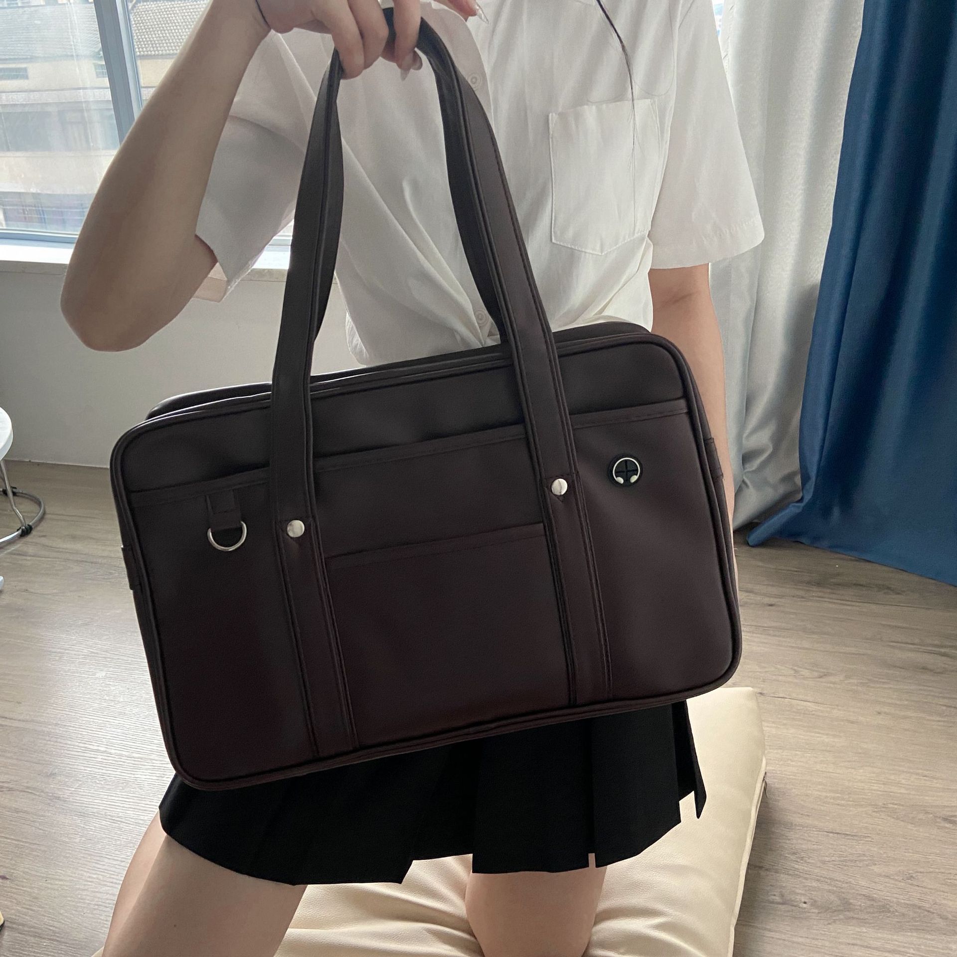PU Uniform Bag, JK Large Handbag, School Bag With A Campus-supplied Feel, Japanese-style Female High School Student Bag, Unisex Shoulder Briefcase CJD