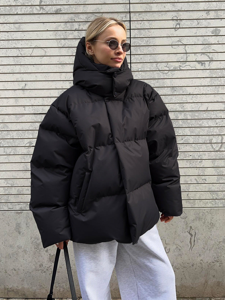 Fashion Coat With Removable Hood Cotton Jacket Winter Warm Windproof Loose Cotton Jacket Loose Parka Outerwear Clothing LadyShow.Store