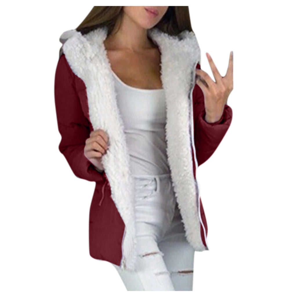 Fleece-lined Cardigan Hooded Coat Cotton-padded Jacket LadyShow.Store
