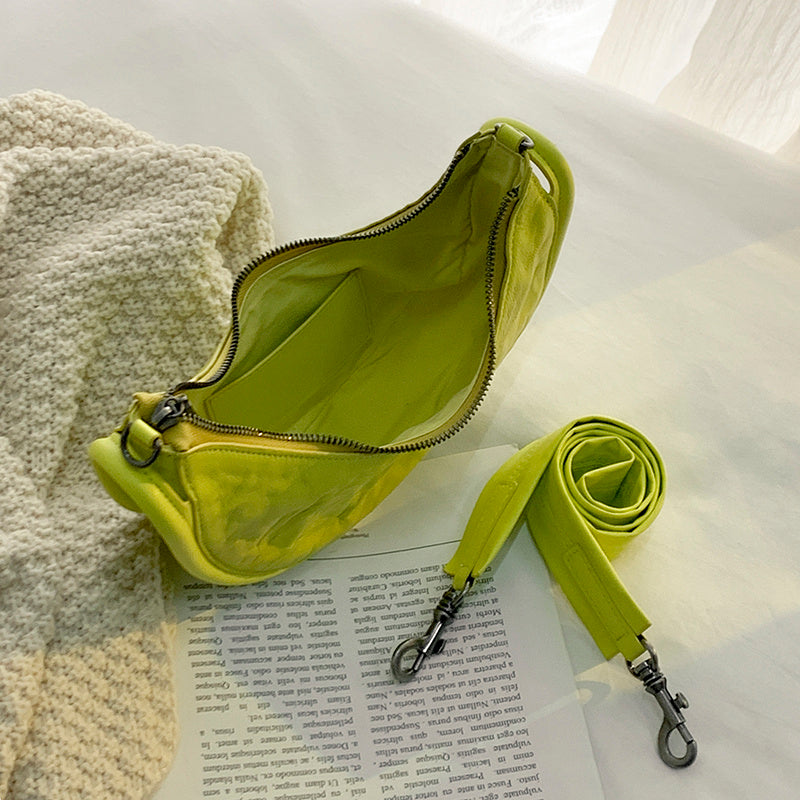 Women's Folded New Top Layer Cowhide Crossbody Dumpling Bag LadyShow.Store