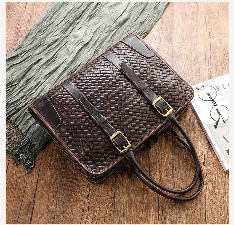 Women's Hand-woven Handbag Vegetable Tanned Full-grain Leather Cowhide LadyShow.Store