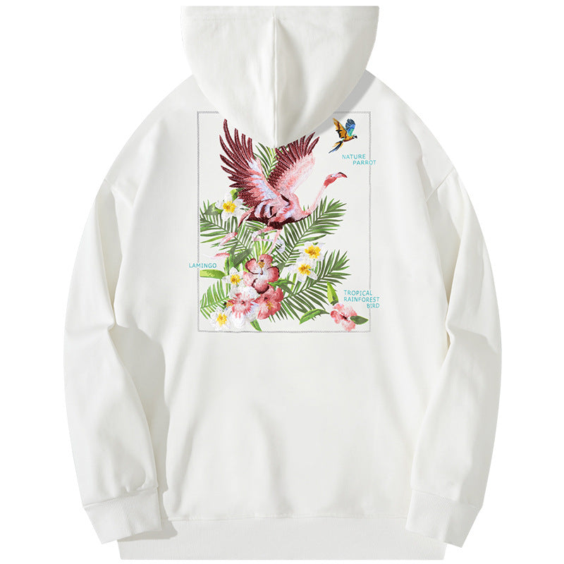 Autumn And Winter New High Street Flamingo Embroidered Hoodie CJD