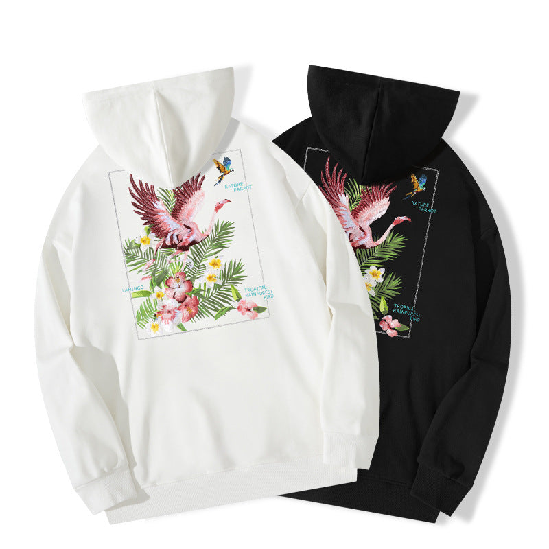 Autumn And Winter New High Street Flamingo Embroidered Hoodie CJD