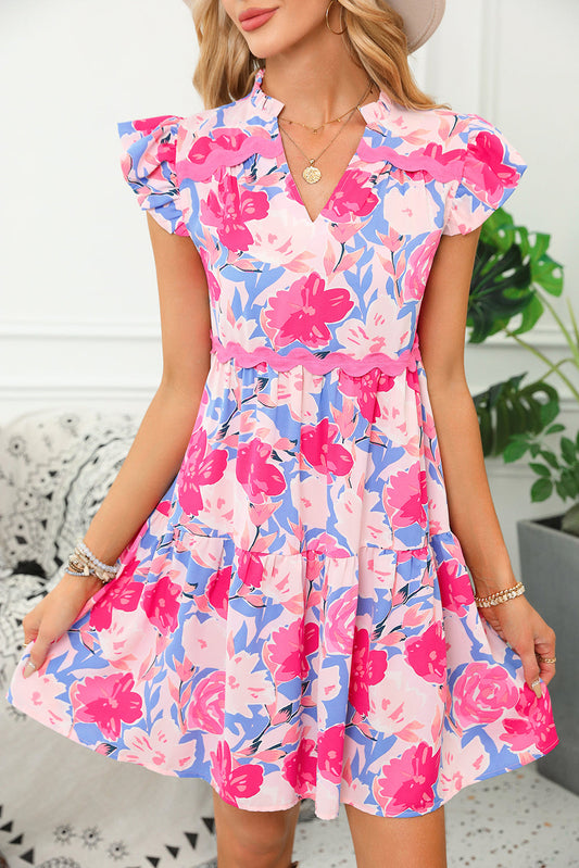 Abigail Ric Rac Flutter Sleeve Dress Threaded Pear