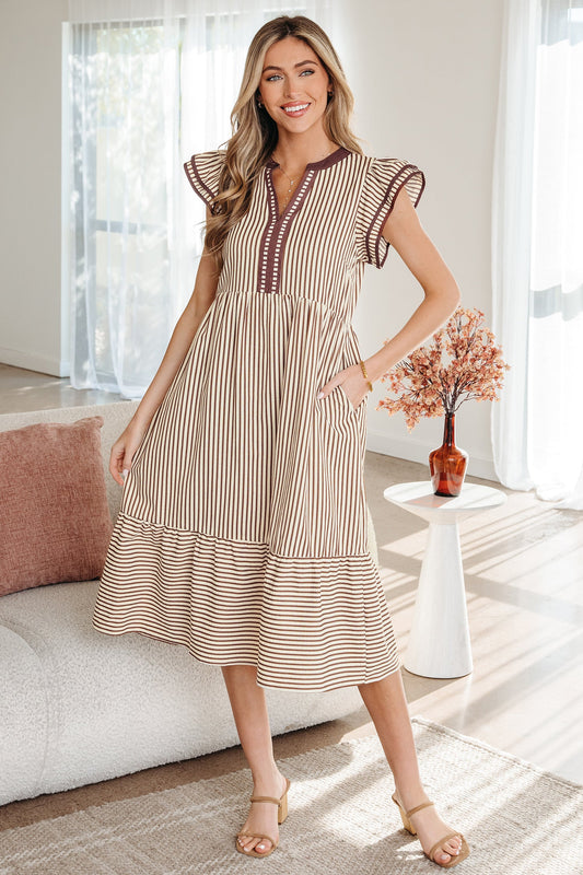 Makenzie Contrast Trim Midi Dress-0
