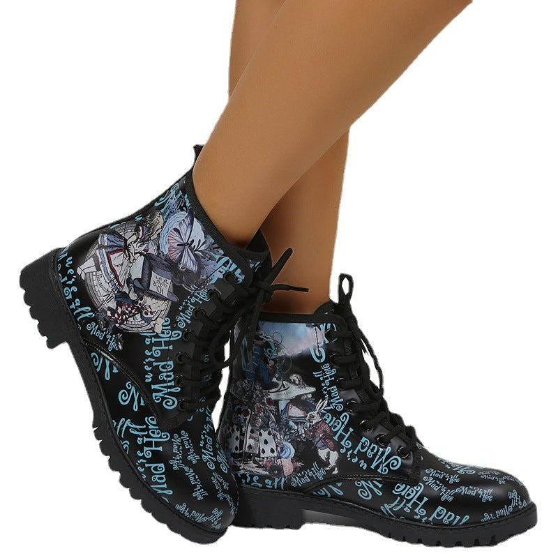 Women's Martin Boots Fashion Print Cartoon British Ins Fashion LadyShow.Store