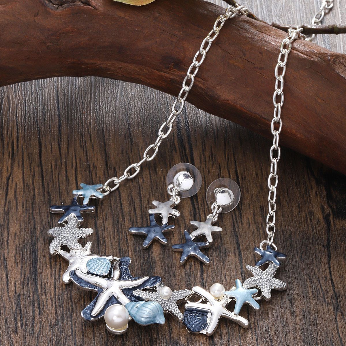 Starfish Shell Jewelry Necklace And Earrings Suite LadyShow.Store