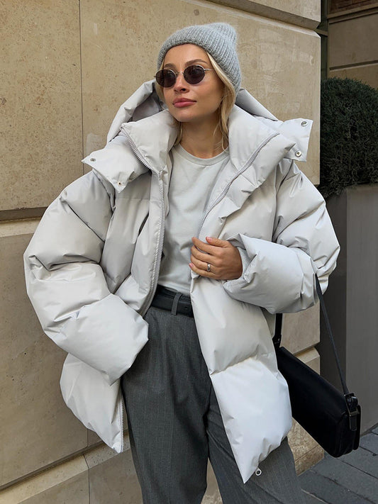 Fashion Coat With Removable Hood Cotton Jacket Winter Warm Windproof Loose Cotton Jacket Loose Parka Outerwear Clothing LadyShow.Store