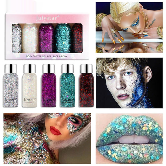 Makeup Blue Sequins Liquid Liquid Eye Shadow Stage Makeup Face Body Sequins Colorful LadyShow.Store