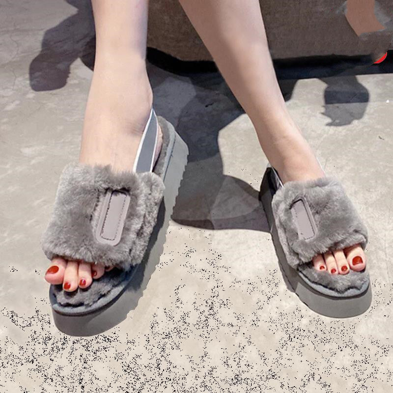 Thick-Soled Wool Disco Slide Sandals for Women Best YouTube Store