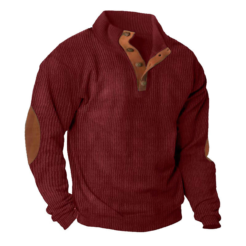 Corduroy Casual Stand Collar Long-sleeved Sweater Best YouTube Store