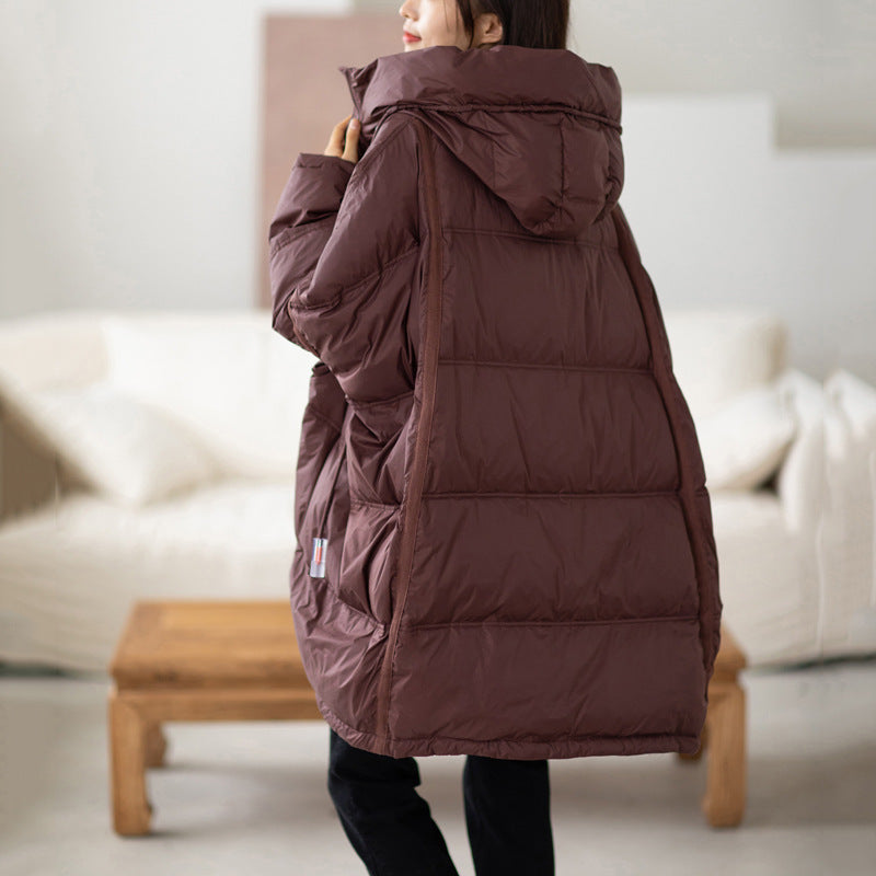Plus Size White Duck Down Loose Down Jacket LadyShow.Store
