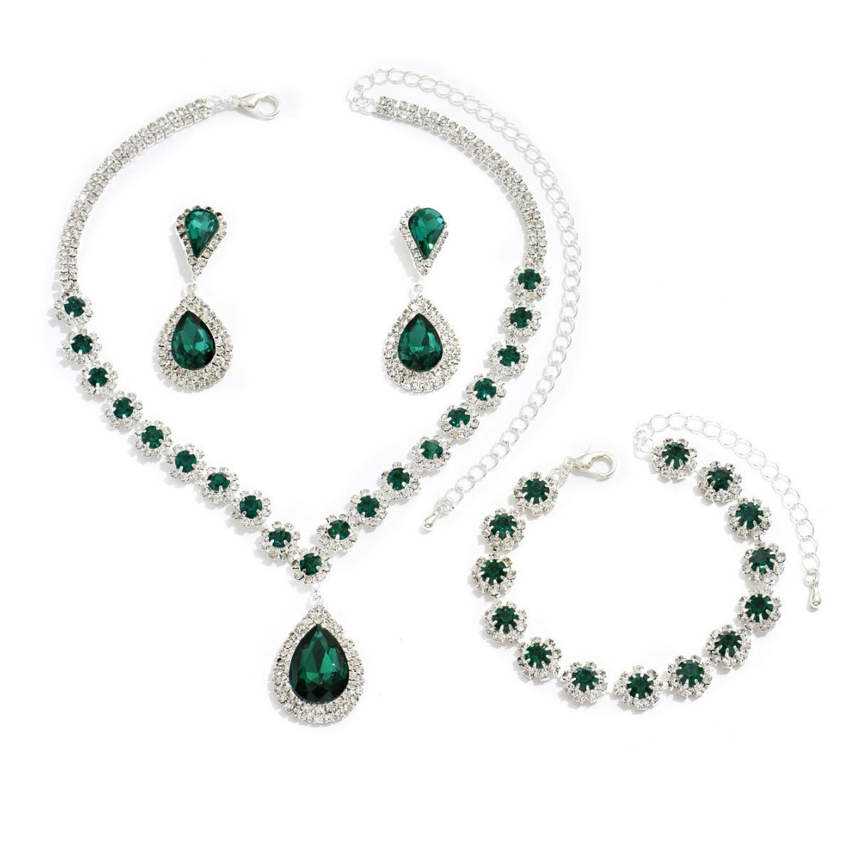 Diamond Necklace Earrings And Bracelet Three Piece Jewelry Set Best YouTube Store