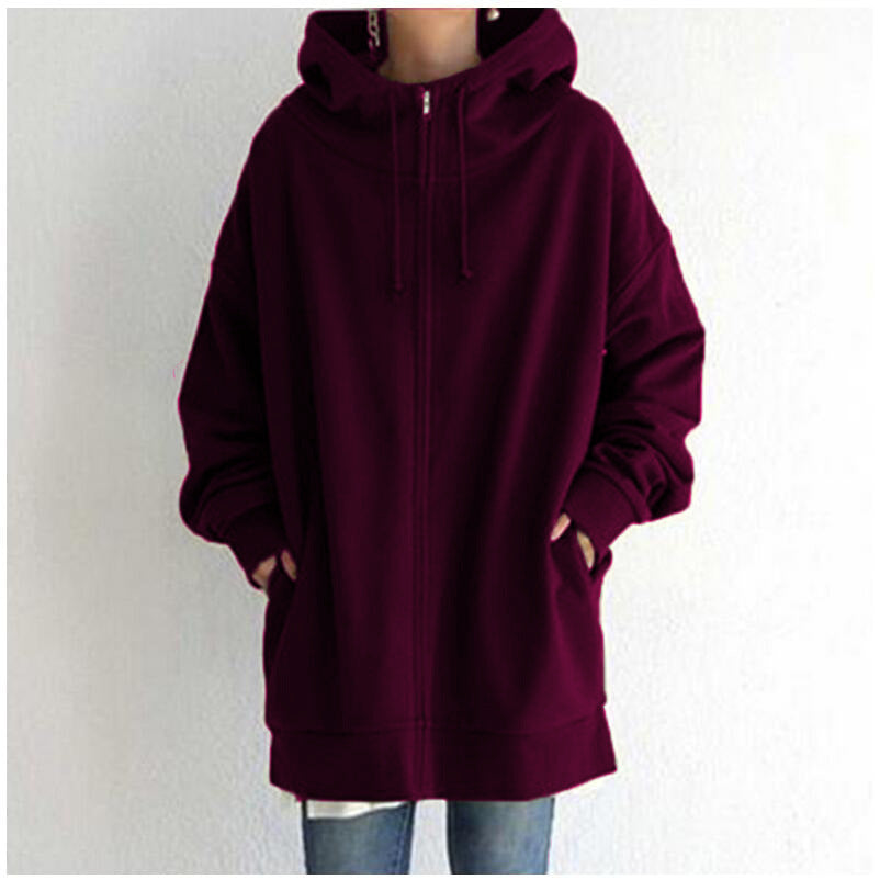 Zipper Hooded Long Plus Fleece Sweatshirt Best YouTube Store