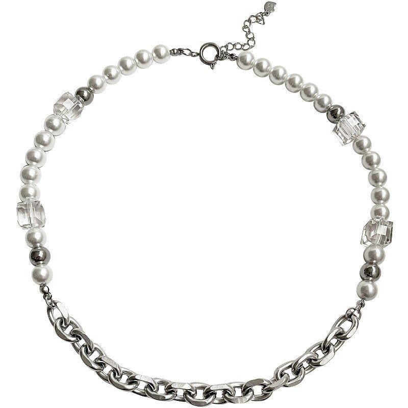 Industrial Pearl & Chain Necklace