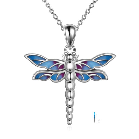 Sterling Silver Dragonfly Urn for Ashes Opal Dragonfly Cremation Necklace Jewelry LadyShow.Store
