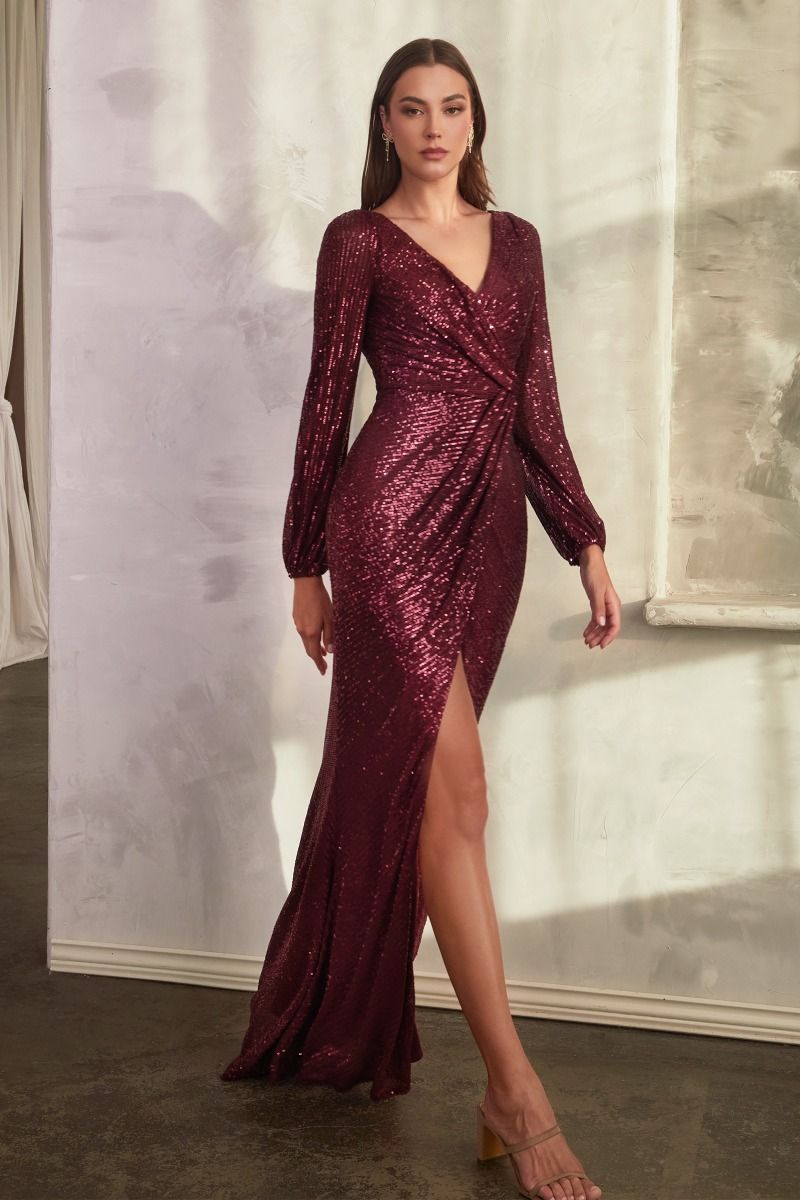 Long Sleeve Sequin Dress Tux-USA