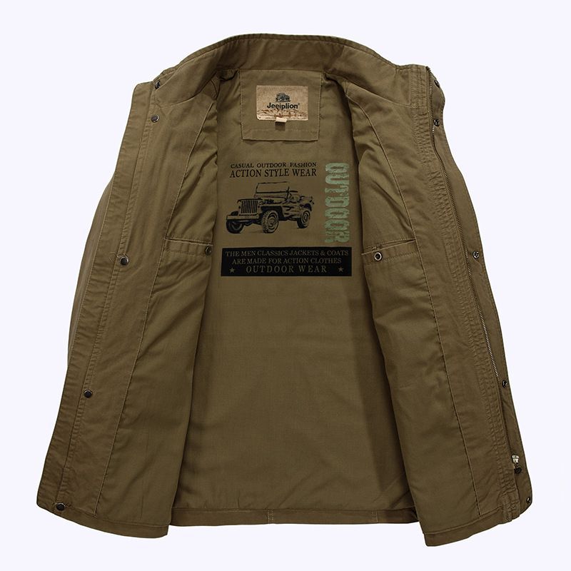 Men's Stand Collar Mid-length Multi-pocket Casual Jacket Best YouTube Store