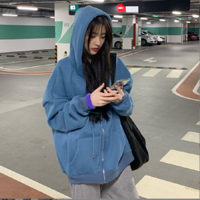 Loose Cardigan Jacket Thickened Plus Fleece LadyShow.Store