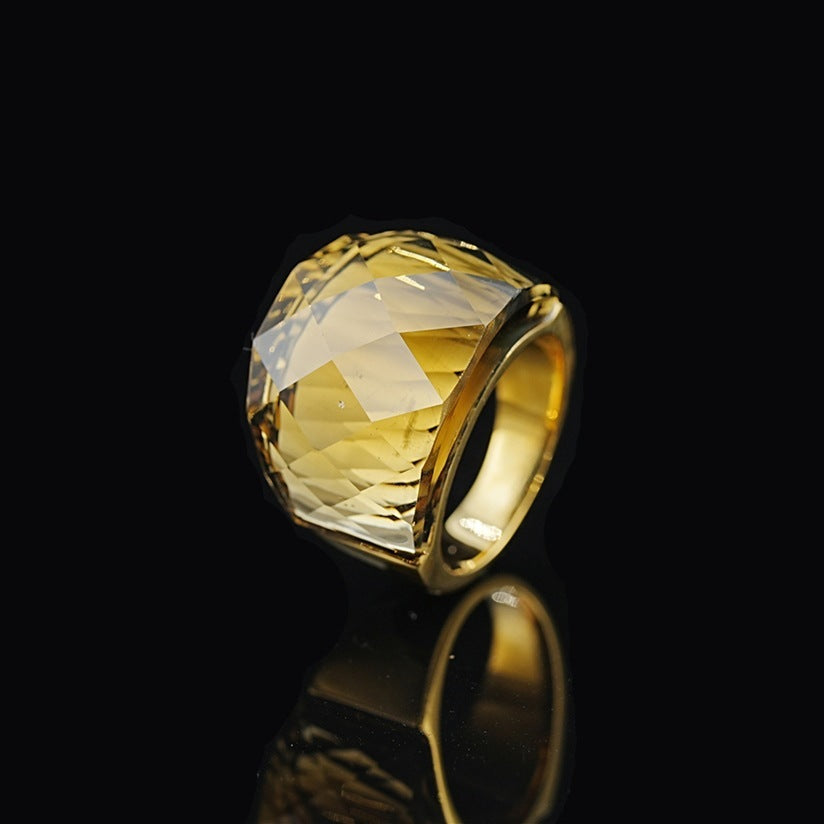 Stainless Steel Diamond-shaped Exaggerated Gemstone Ring For Men LadyShow.Store