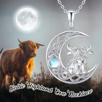Sterling Silver Highland Cow Jewelry Necklace Gifts For Women Girls Animal Cow Lover LadyShow.Store