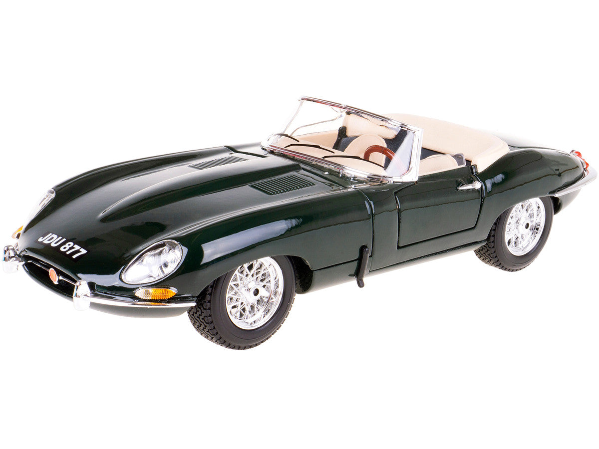 1961 Jaguar E Type Convertible Green 1/18 Diecast Model Car by Bburago-2