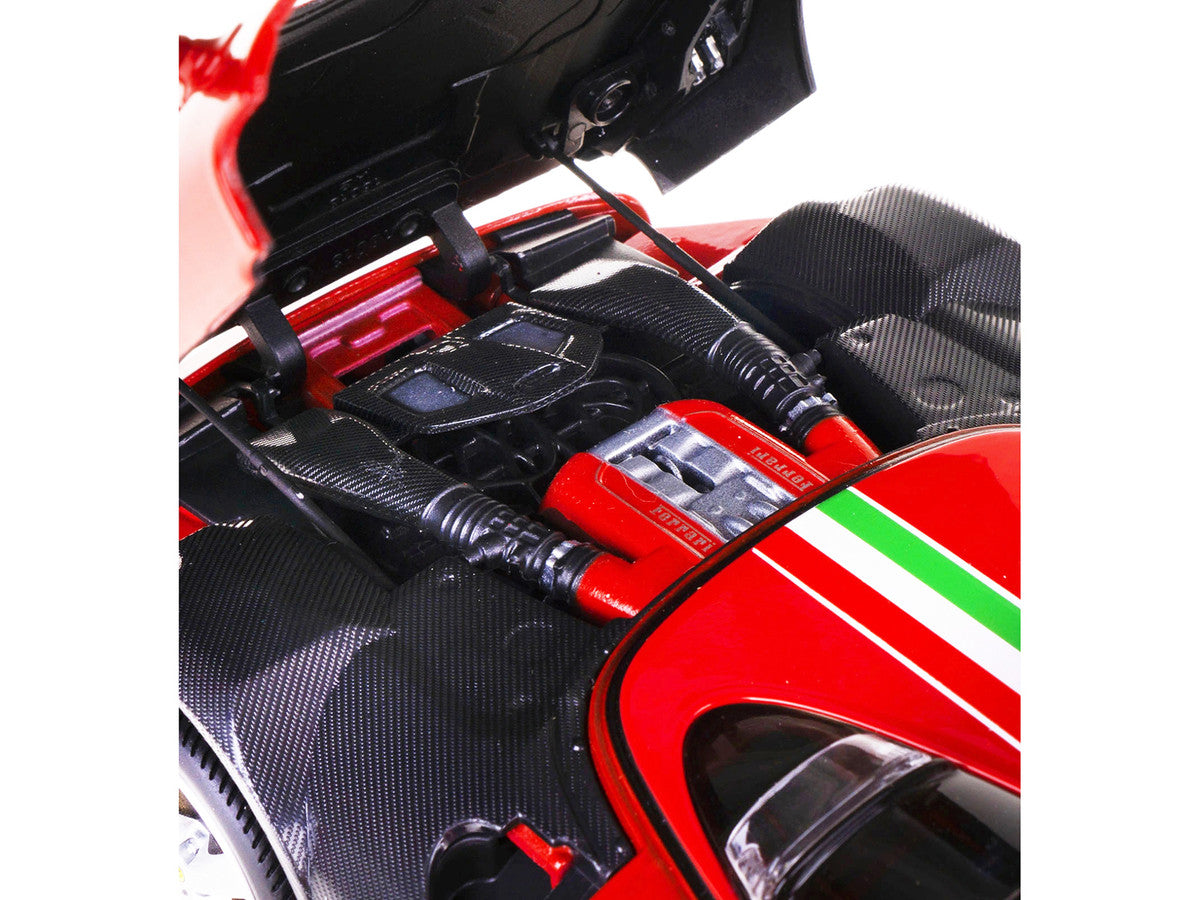 Ferrari Monza SP1 Red with Italian Flag Stripes "Signature Series" 1/18 Diecast Model Car by Bburago Bburago