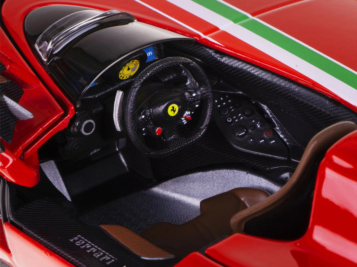 Ferrari Monza SP1 Red with Italian Flag Stripes "Signature Series" 1/18 Diecast Model Car by Bburago Bburago