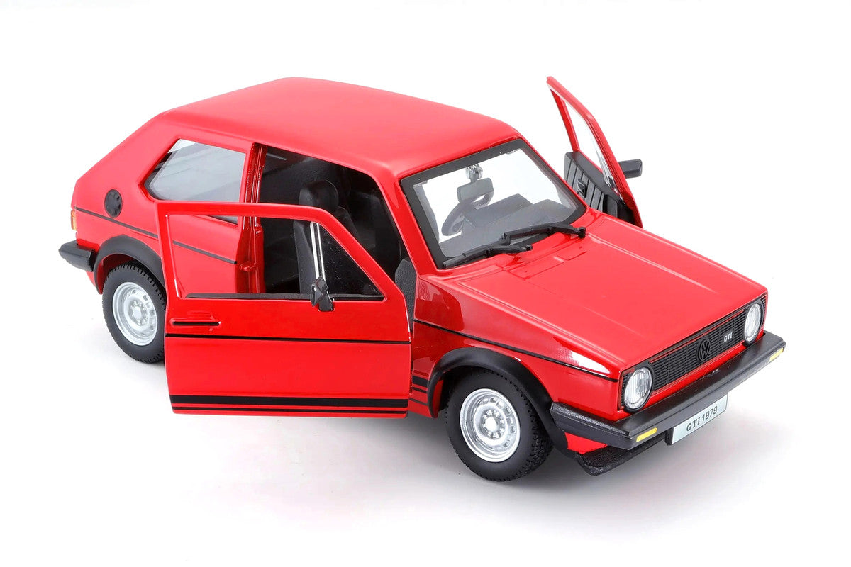 1979 Volkswagen Golf Mk1 GTI Red with Black Stripes 1/24 Diecast Model Car by Bburago Bburago