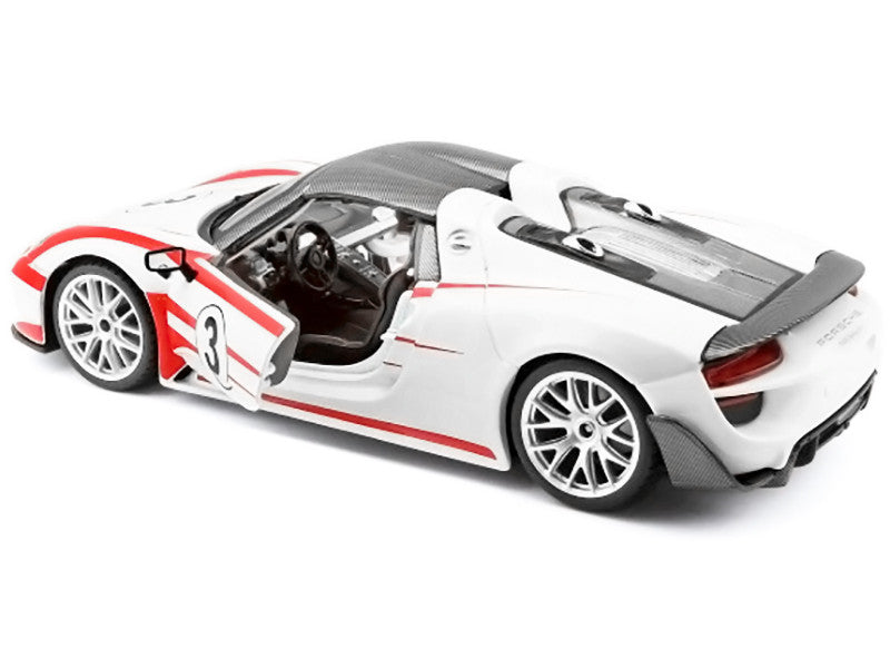Porsche 918 Spyder Weissach #3 White 1/24 Diecast Model Car by Bburago Bburago
