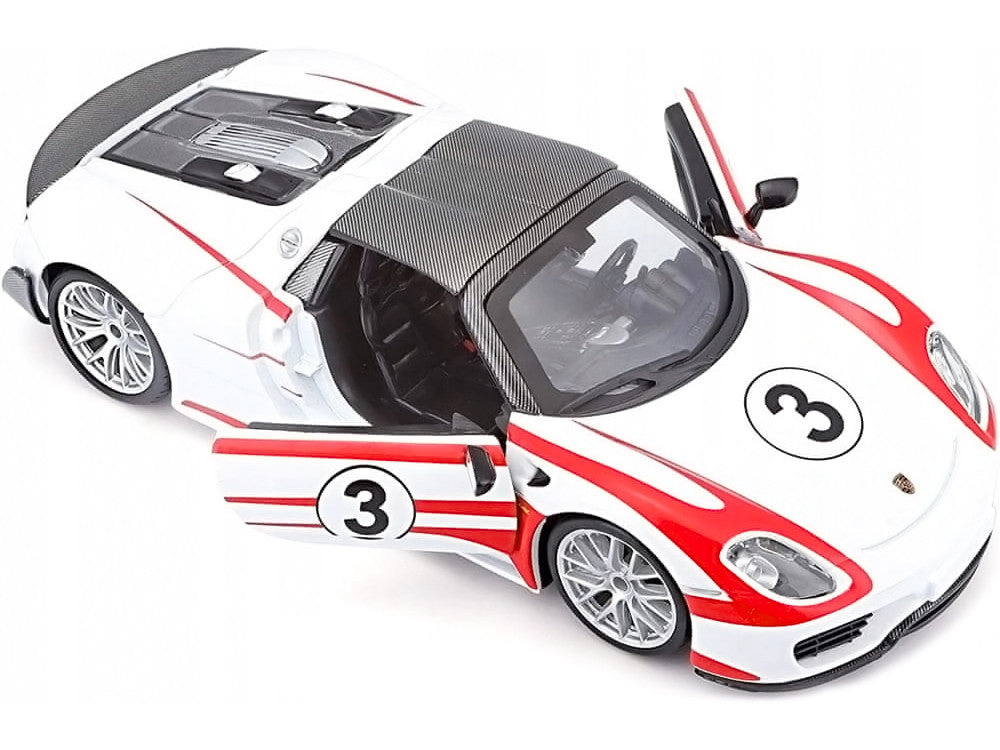 Porsche 918 Spyder Weissach #3 White 1/24 Diecast Model Car by Bburago Bburago