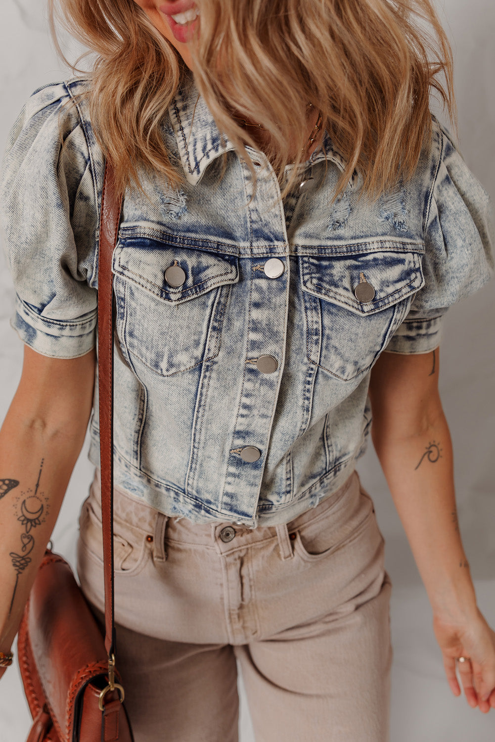 Eleanor Chest Puff Sleeve Jacket Threaded Pear