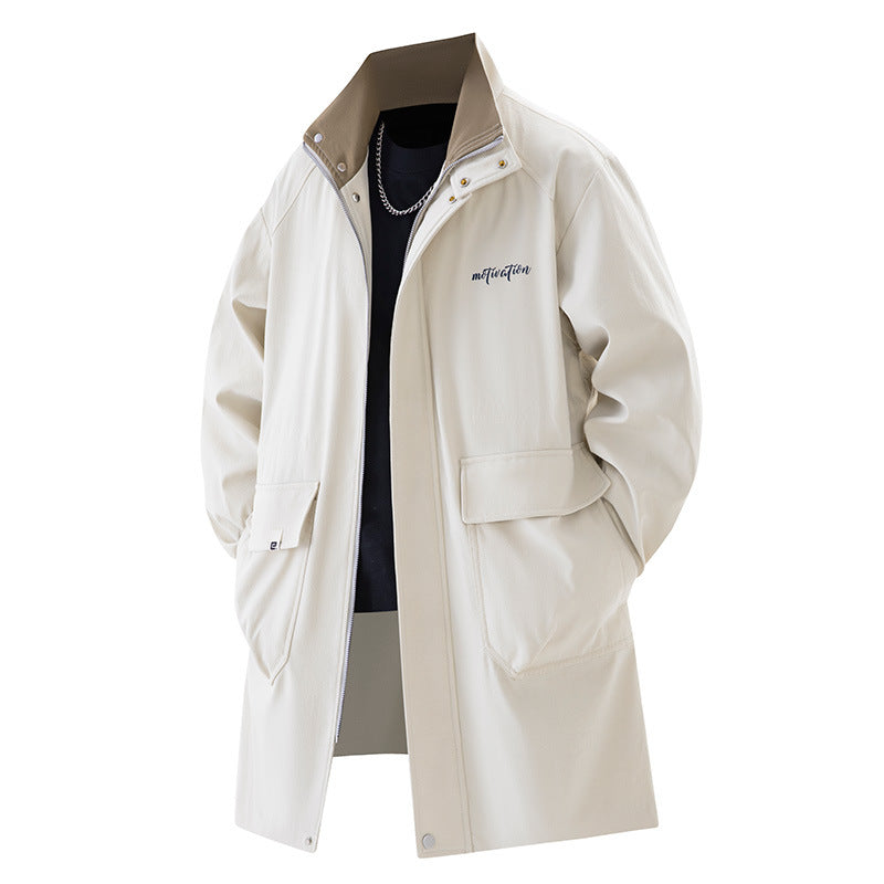 Men's Plus-Size Mid-Length Casual Trench Coat Best YouTube Store
