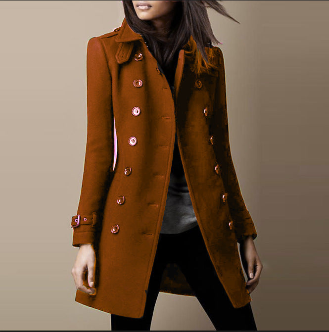 Streetwear Women Jackets Lined Double-breasted Ladies Loose Wool Overcoat Elegant Lapel Solid Pocketed Coats For Autumn Winter LadyShow.Store