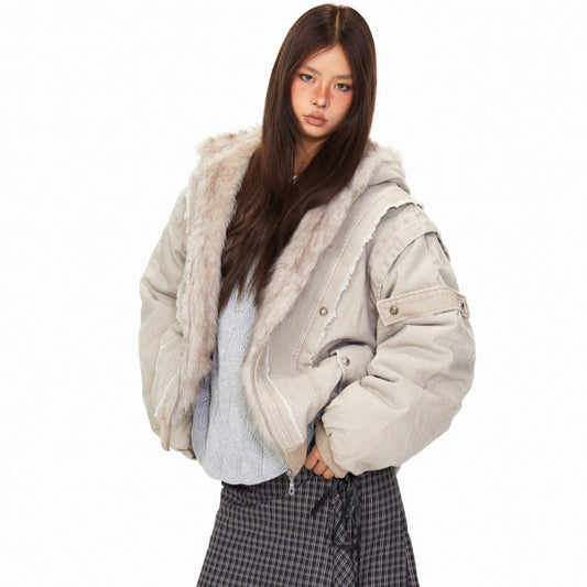 Lazy Thick Padded Hooded Winter Coat Accent Plus