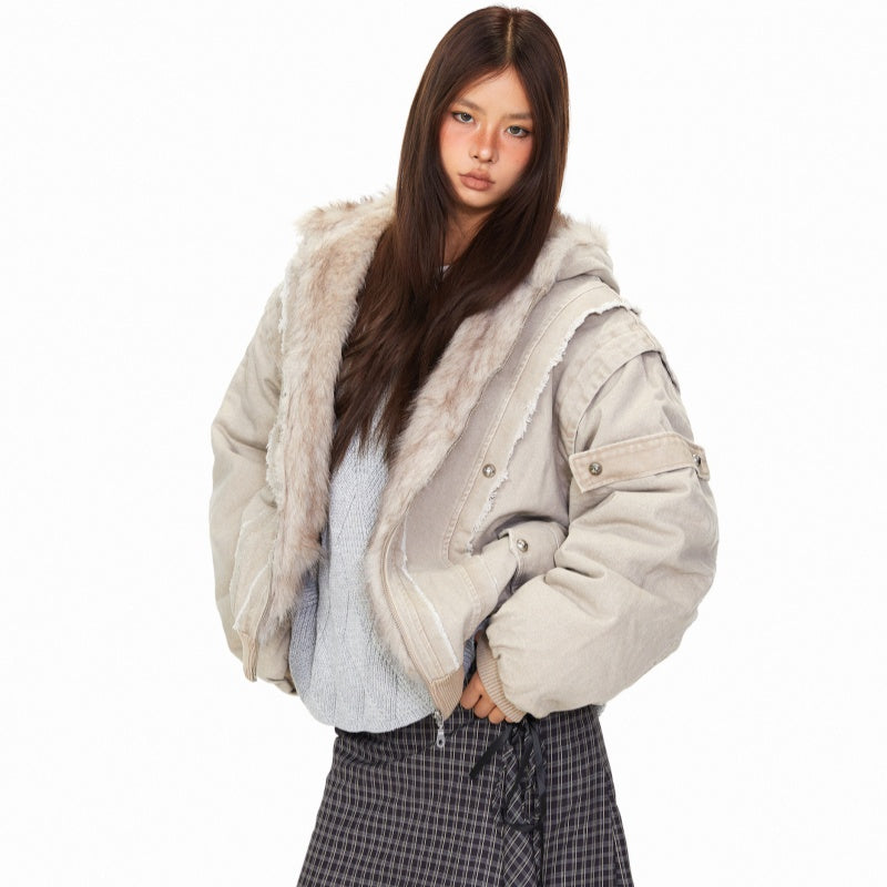 Lazy Thick Padded Hooded Winter Coat Accent Plus