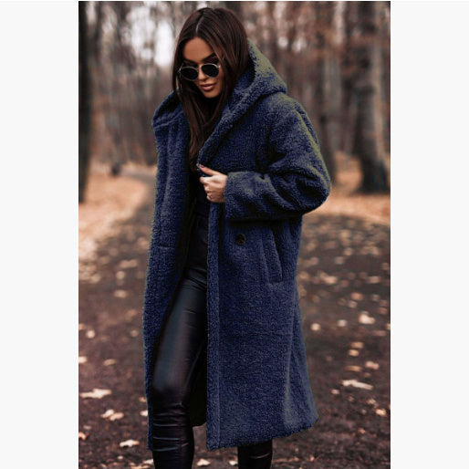 Autumn Winter Fashion Elegant Long Coat Woman Plush Warm Faux Fleece Coat Women Teddy Jacket Female Teddy Coat Outwear Ladies LadyShow.Store