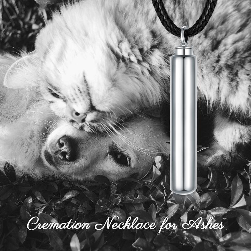 Cylinder Cremation Necklace Sterling Silver Urn Jewelry Dog Human Hair Memorial Pendant LadyShow.Store