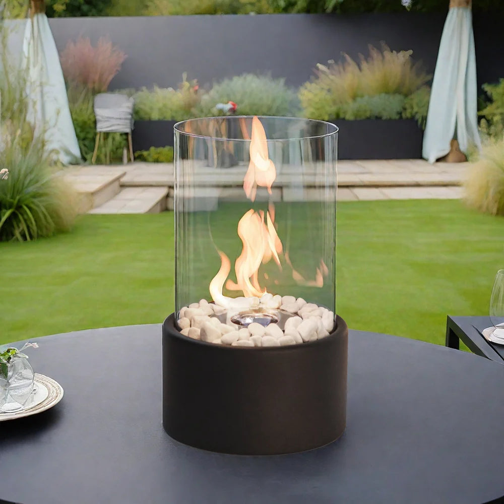 10.5" H Portable Tabletop Round Fireplace(Black) JHY DESIGN
