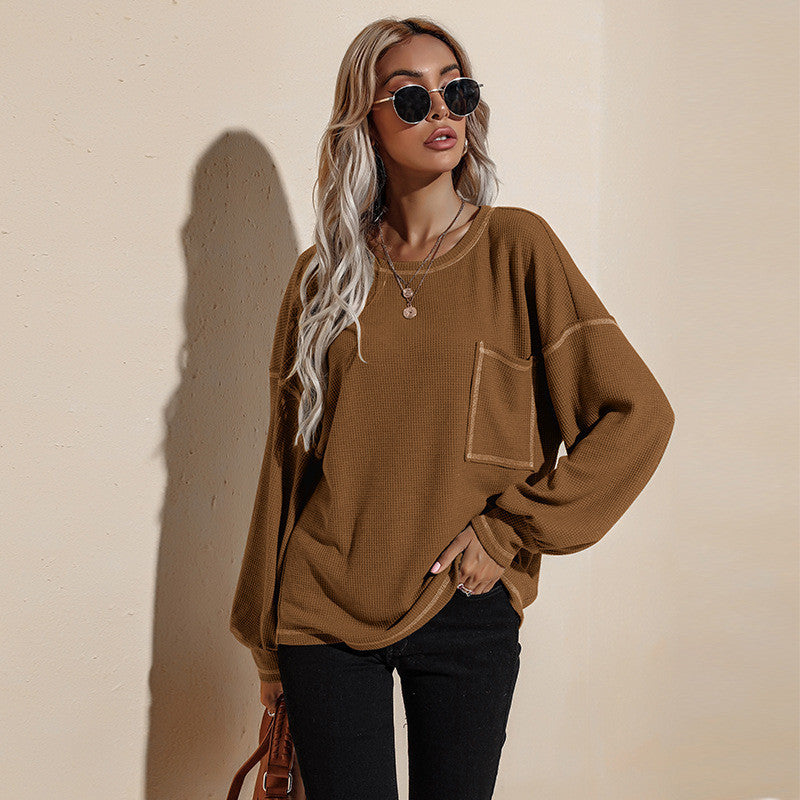 Women's Long-sleeved T-shirt Loose Long-sleeved Sweater LadyShow.Store