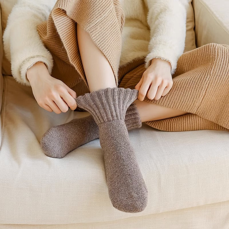Ins Knitted Socks Winter Warm Thickened Solid Loop Socks High Ribbed Sweat-absorbent Floor Sock Best YouTube Store