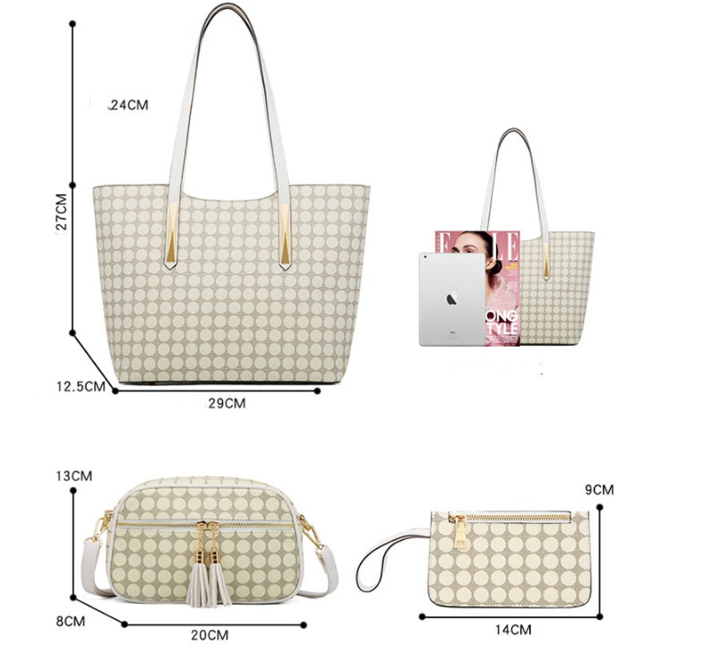 Fashion Polka Dot Four-piece Mother-in-law Bag With Tassel Crossbody Best YouTube Store