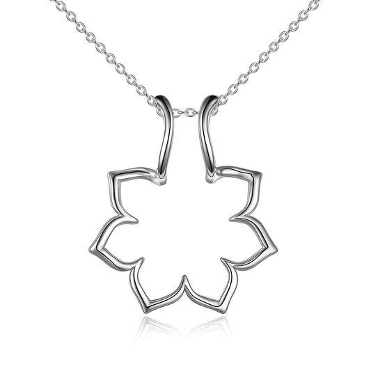 Sterling Silver Ring Holder Keeper Flower Pendant Necklace for Women LadyShow.Store