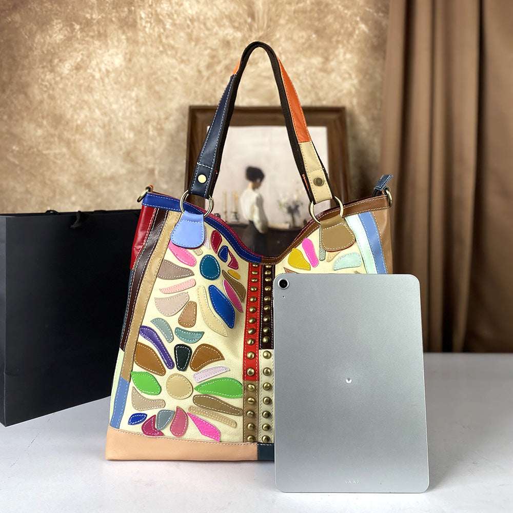 Womens Large-Capacity Crossbody Bag Made From Genuine Leather With A Nautical-Style Design LadyShow.Store