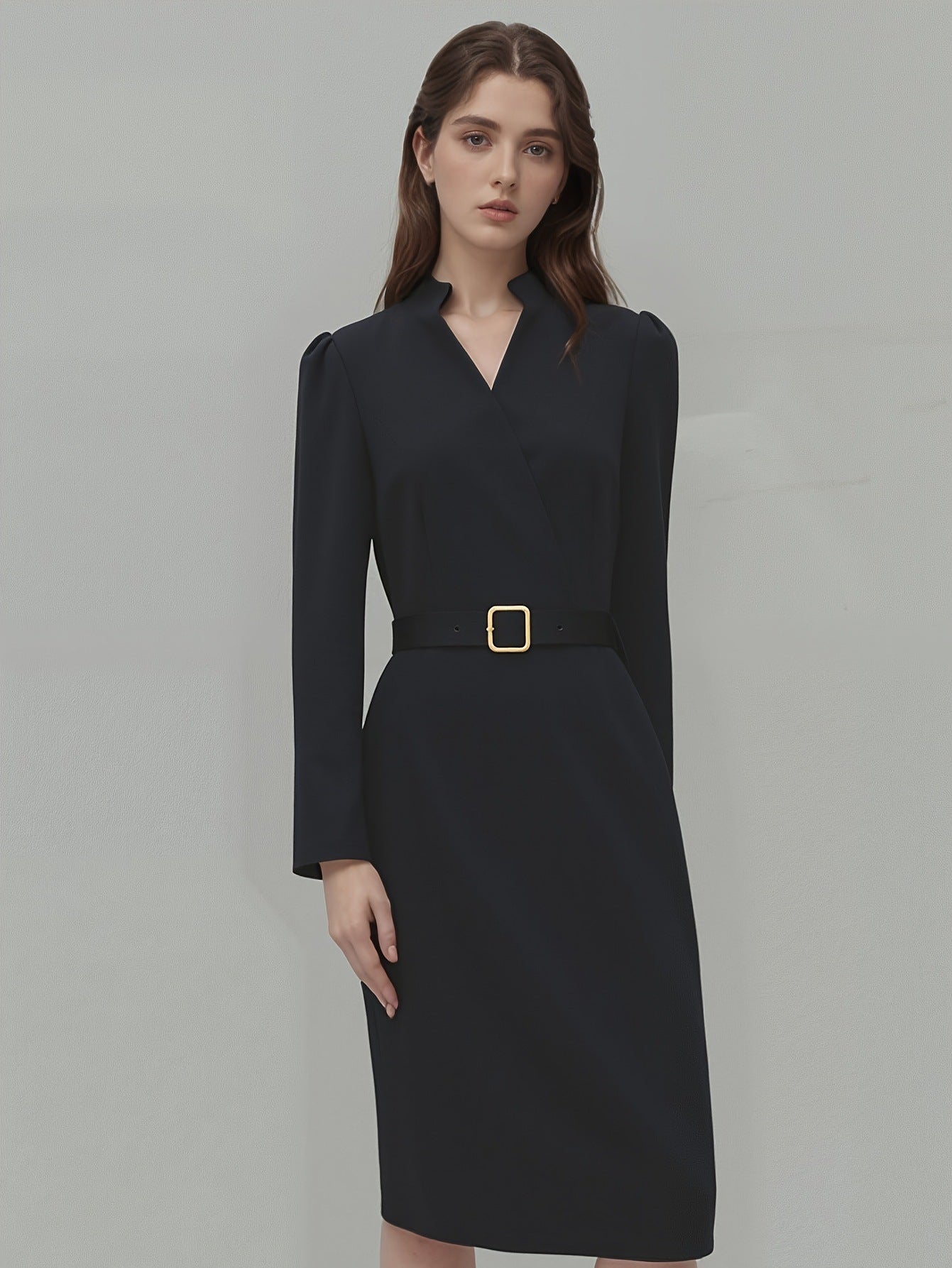 Slim-fitting Casual Suit Dress V-neck Long-sleeved Dresses Commuting Office Clothing For Women Best YouTube Store