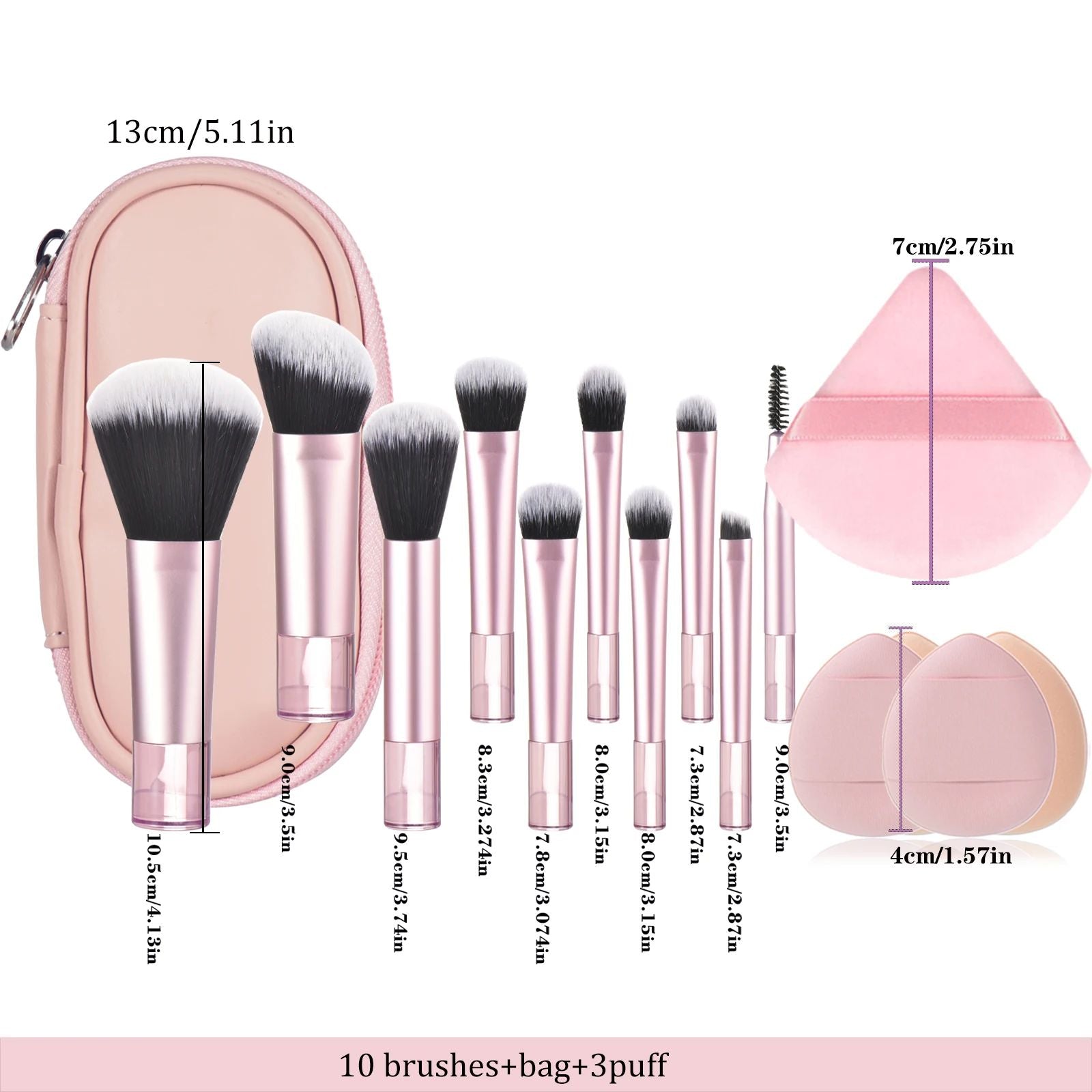 Mini Makeup Brush Set With Storage Bag, Versatile Soft Trave LadyShow.Store