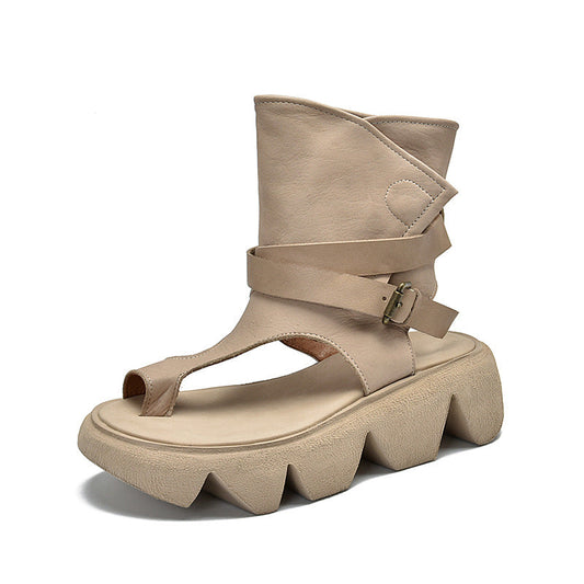Roman High-Top Platform Sandals with Belt Buckle Best YouTube Store
