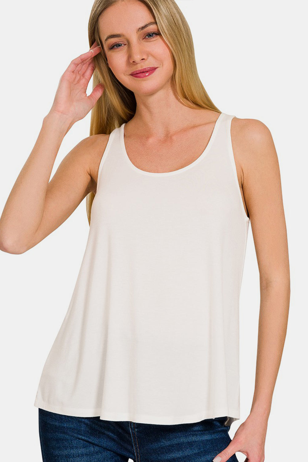 Zenana Round Neck Flowy Hem Tank LuxuryLifeWay Online Store
