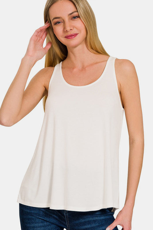 Zenana Round Neck Flowy Hem Tank LuxuryLifeWay Online Store